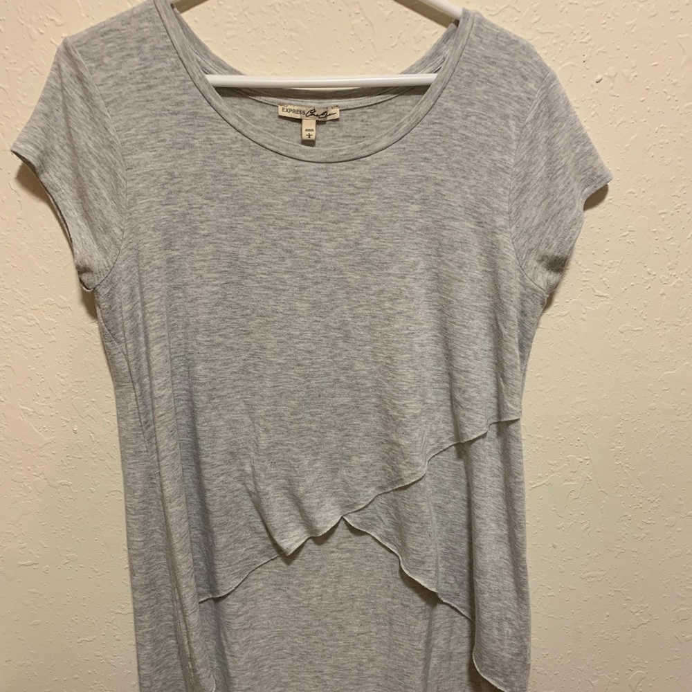 Express One Eleven Asymmetrical Grey Shirt